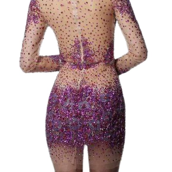 Jovani 47598 Cocktail Dress Purple Size 10 - Picture 5 of 7